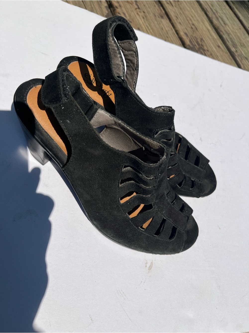 Euro soft by Sofft Vesta Women's Size 9.5 M Black Suede Slingback Sandals Heels - Picture 2 of 14